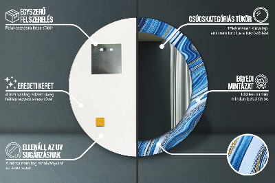 Miroir rond imprimé Marbrure bleue