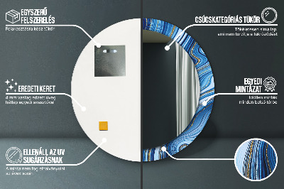 Miroir rond imprimé Marbrure bleue