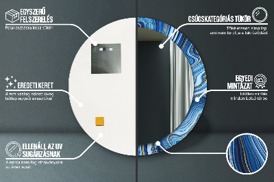Miroir rond imprimé Marbrure bleue