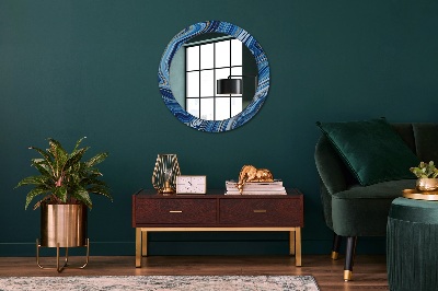 Miroir rond imprimé Marbrure bleue