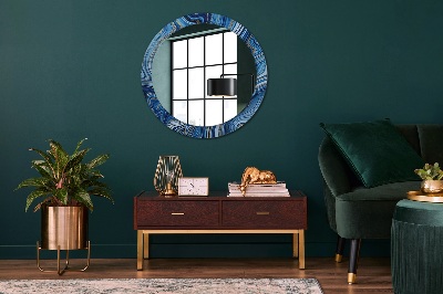 Miroir rond imprimé Marbrure bleue
