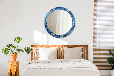 Miroir rond imprimé Marbrure bleue
