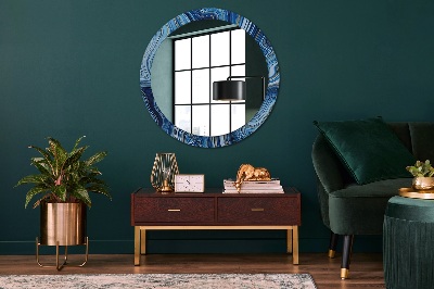 Miroir rond imprimé Marbrure bleue
