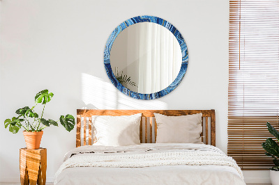Miroir rond imprimé Marbrure bleue
