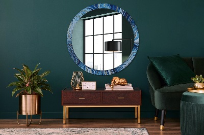 Miroir rond imprimé Marbrure bleue