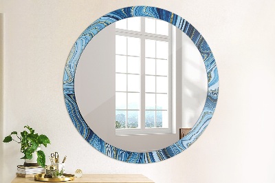 Miroir rond imprimé Marbrure bleue