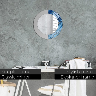 Miroir rond imprimé Marbrure bleue