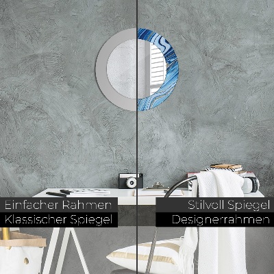 Miroir rond imprimé Marbrure bleue