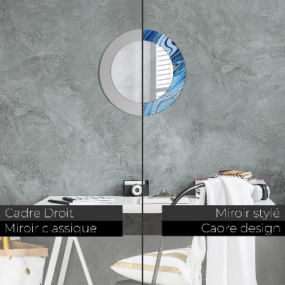Miroir rond imprimé Marbrure bleue