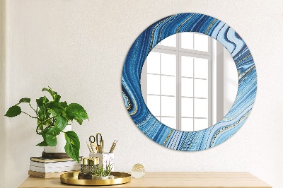 Miroir rond imprimé Marbrure bleue