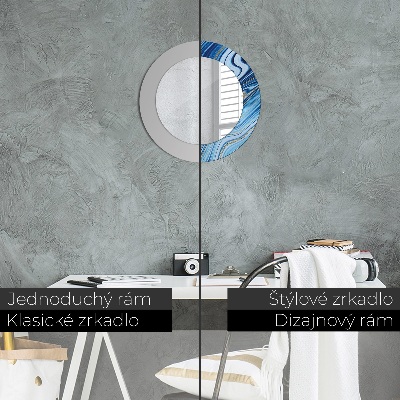 Miroir rond imprimé Marbrure bleue