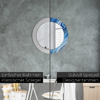 Miroir rond imprimé Marbrure bleue