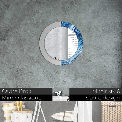 Miroir rond imprimé Marbrure bleue