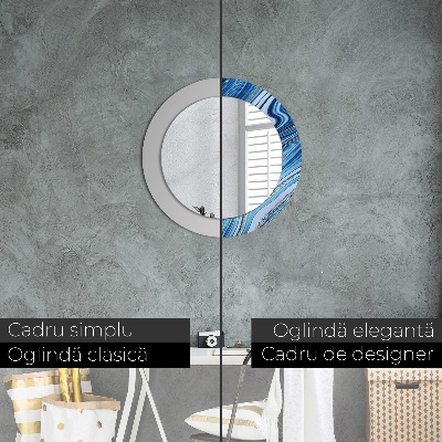 Miroir rond imprimé Marbrure bleue