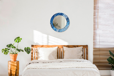 Miroir rond imprimé Marbrure bleue
