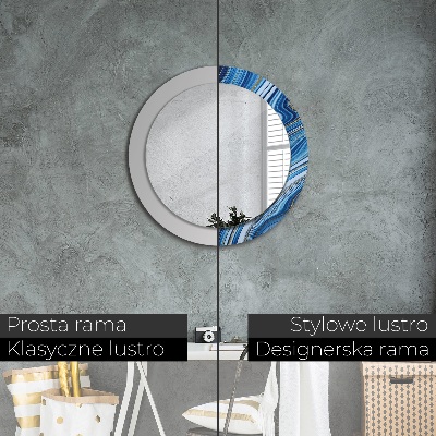 Miroir rond imprimé Marbrure bleue