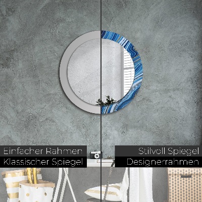 Miroir rond imprimé Marbrure bleue
