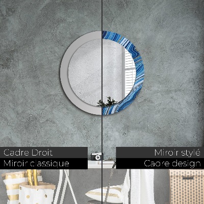 Miroir rond imprimé Marbrure bleue