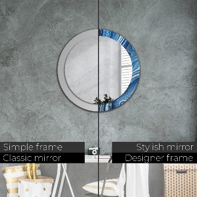 Miroir rond imprimé Marbrure bleue
