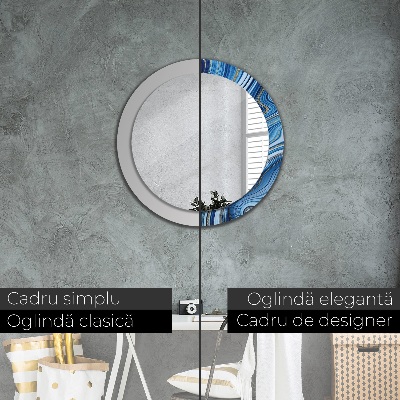 Miroir rond imprimé Marbrure bleue