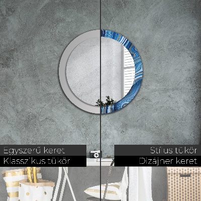 Miroir rond imprimé Marbrure bleue