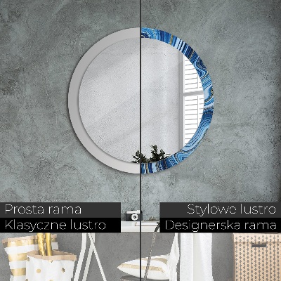 Miroir rond imprimé Marbrure bleue