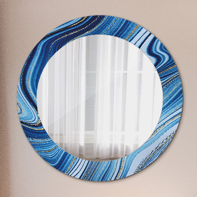Miroir rond imprimé Marbrure bleue