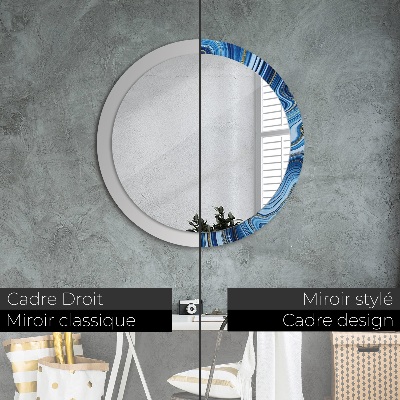 Miroir rond imprimé Marbrure bleue