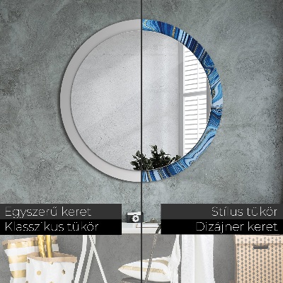Miroir rond imprimé Marbrure bleue