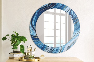 Miroir rond imprimé Marbrure bleue