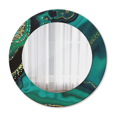 Miroir rond avec décoration Marbre émeraude