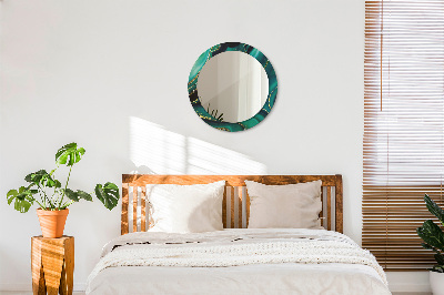 Miroir rond avec décoration Marbre émeraude