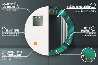 Miroir rond avec décoration Marbre émeraude