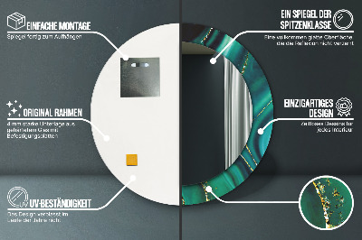 Miroir rond avec décoration Marbre émeraude
