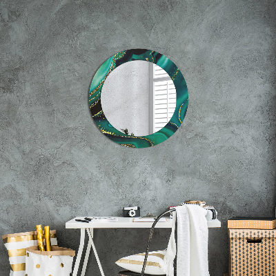 Miroir rond avec décoration Marbre émeraude