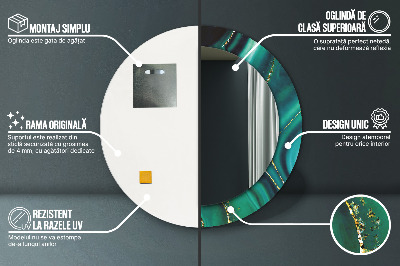 Miroir rond avec décoration Marbre émeraude
