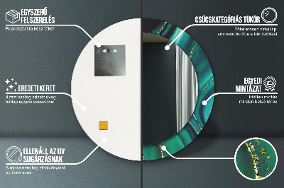 Miroir rond avec décoration Marbre émeraude