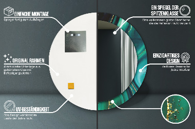 Miroir rond avec décoration Marbre émeraude