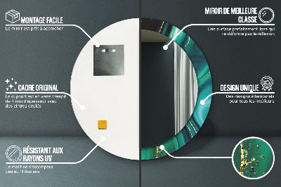 Miroir rond avec décoration Marbre émeraude