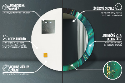 Miroir rond avec décoration Marbre émeraude