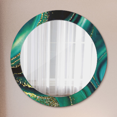 Miroir rond avec décoration Marbre émeraude