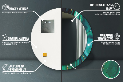 Miroir rond avec décoration Marbre émeraude