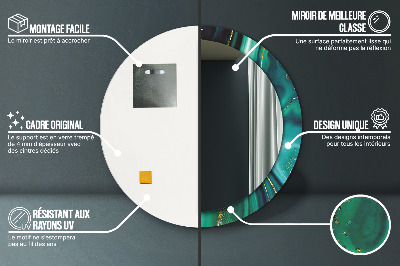 Miroir rond avec décoration Marbre émeraude