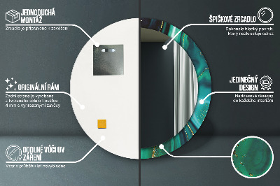 Miroir rond avec décoration Marbre émeraude
