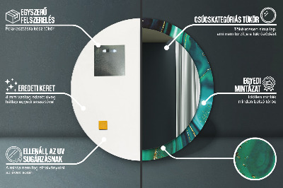 Miroir rond avec décoration Marbre émeraude
