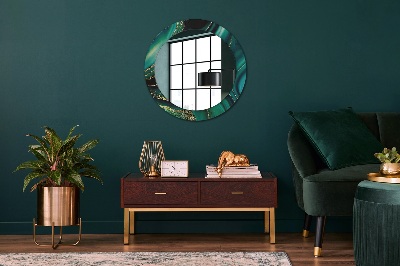 Miroir rond avec décoration Marbre émeraude
