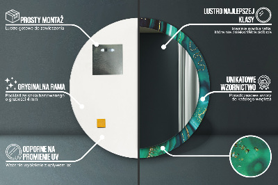 Miroir rond avec décoration Marbre émeraude