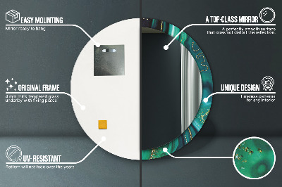 Miroir rond avec décoration Marbre émeraude