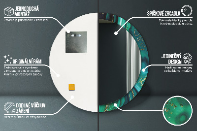 Miroir rond avec décoration Marbre émeraude