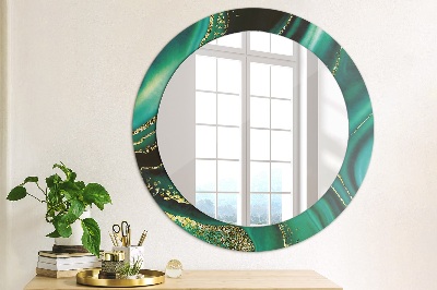Miroir rond avec décoration Marbre émeraude